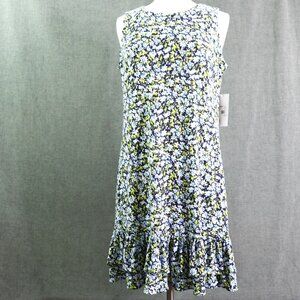Harper Rose Floral Tank Dress Navy Blue Green Ruffle Hem Women’s Size 12 NWT